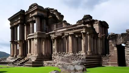 A majestic and imposing ancient monument or ruin, with intricate details and perfect lighting to showcase its history  with Generative AI
