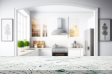 Desk for object on kitchen background