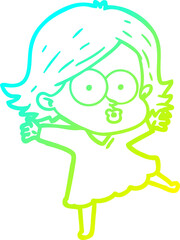 Obraz premium cold gradient line drawing cartoon girl pouting