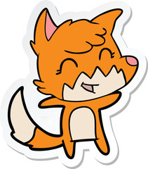 sticker of a happy cartoon fox