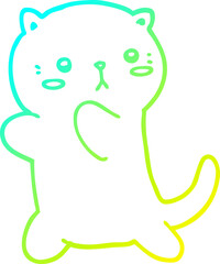 cold gradient line drawing cute cartoon cat