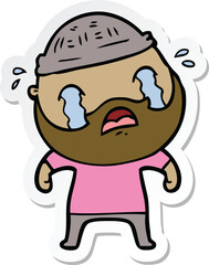 Obraz premium sticker of a cartoon bearded man crying