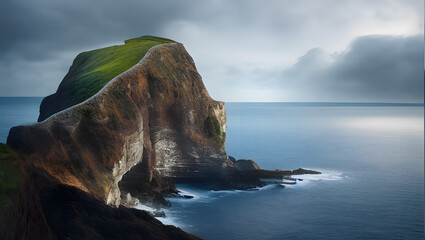 A dramatic and imposing coastal cliff or seascape, with sharp details and perfect lighting to highlight its natural beauty  with Generative AI