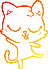 warm gradient line drawing cartoon cat
