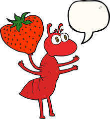 speech bubble cartoon ant carrying food