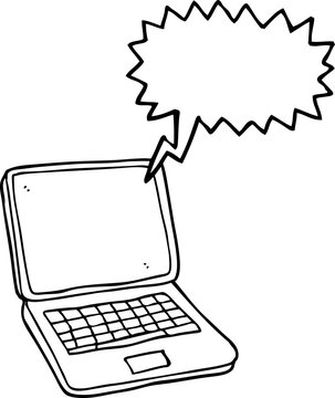 speech bubble cartoon laptop computer