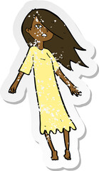 retro distressed sticker of a cartoon ghost like girl