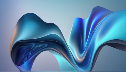 Abstract bleu light Background fluid, holographic, curved, moving, 3D rendering on a light background. Gradient design element for backgrounds, banners Generative AI	