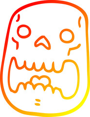warm gradient line drawing cartoon halloween skull