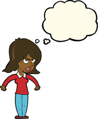 cartoon mean woman with thought bubble