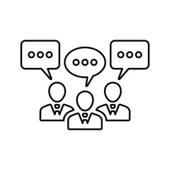 Team discussion icon. Vector illustration. Line symbol. 