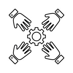 Teamwork icon. Vector illustration. Outline symbol. 
