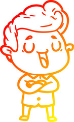 warm gradient line drawing happy cartoon man