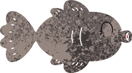 quirky retro illustration style cartoon fish
