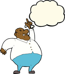 cartoon big fat boss with thought bubble