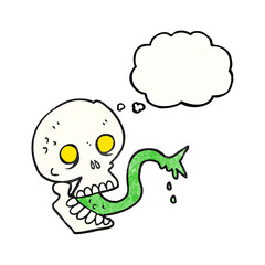 thought bubble textured cartoon spooky halloween skull