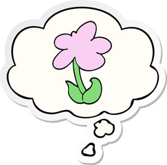 cute cartoon flower and thought bubble as a printed sticker
