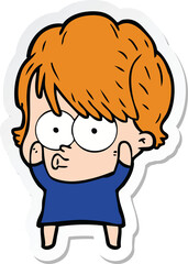 sticker of a cartoon woman