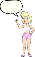 comic book speech bubble cartoon happy gym woman