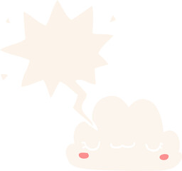 cute cartoon cloud and speech bubble in retro style