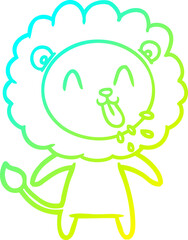 Fototapeta premium cold gradient line drawing happy cartoon lion