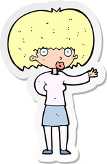 sticker of a cartoon woman gesturing