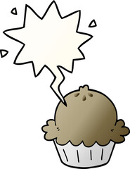 cute cartoon pie and speech bubble in smooth gradient style