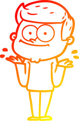 warm gradient line drawing cartoon happy man