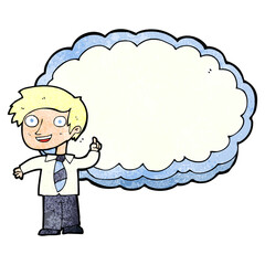 cartoon school boy with idea