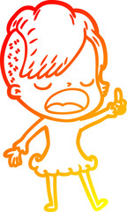 warm gradient line drawing cartoon cool hipster girl talking