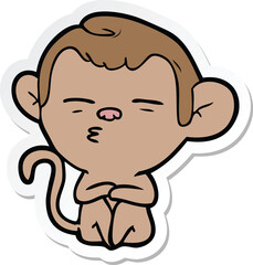 sticker of a cartoon suspicious monkey