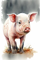 petit cochon , dessin aquarelle, illustration IA générative