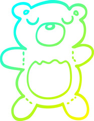 cold gradient line drawing cartoon teddy bear