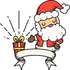 banner with tattoo style santa claus christmas character
