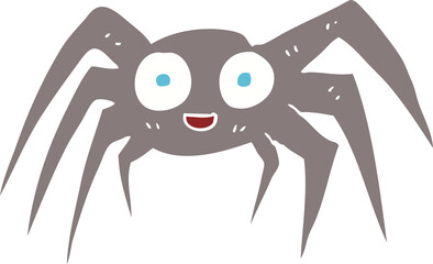 flat color illustration of a cartoon spider