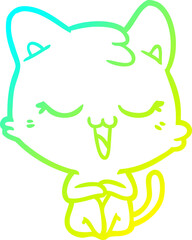 cold gradient line drawing happy cartoon cat