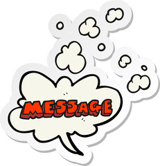 sticker of a cartoon message text