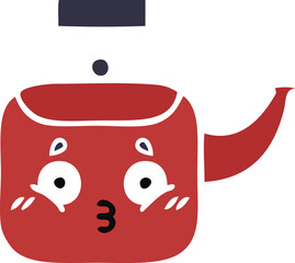 flat color retro cartoon kettle