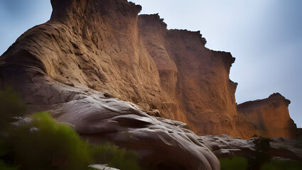 A dramatic and imposing cliff or rock formation, with perfect lighting and sharp details to highlight its natural beauty  with Generative AI