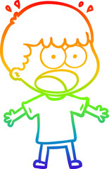 rainbow gradient line drawing cartoon shocked man