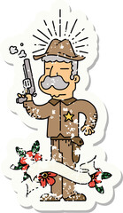 grunge sticker of tattoo style wild west sheriff