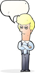 cartoon annoyed man with speech bubble