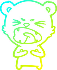 cold gradient line drawing angry cartoon bear