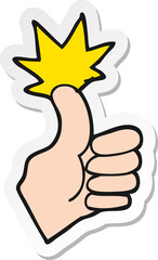 sticker of a cartoon thumbs up