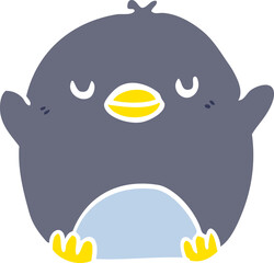 cute flat color style cartoon penguin