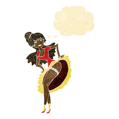 cartoon flamenco dancer with thought bubble