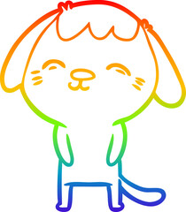 rainbow gradient line drawing happy cartoon dog