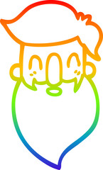 rainbow gradient line drawing cartoon man with beard