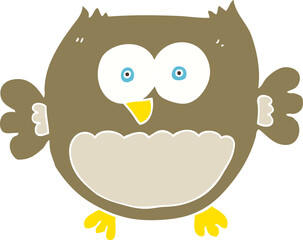 flat color illustration of a cartoon owl