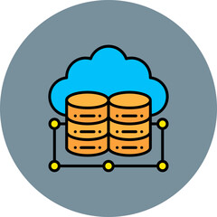 Cloud Storage Multicolor Circle Filled Line Icon